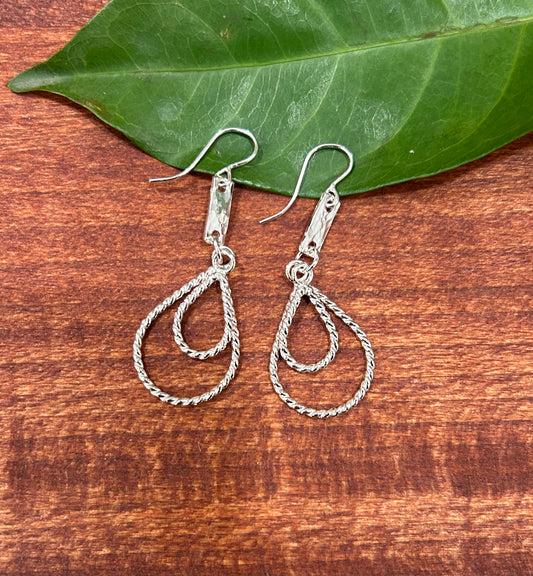 Double Teardrop With Square Earrings