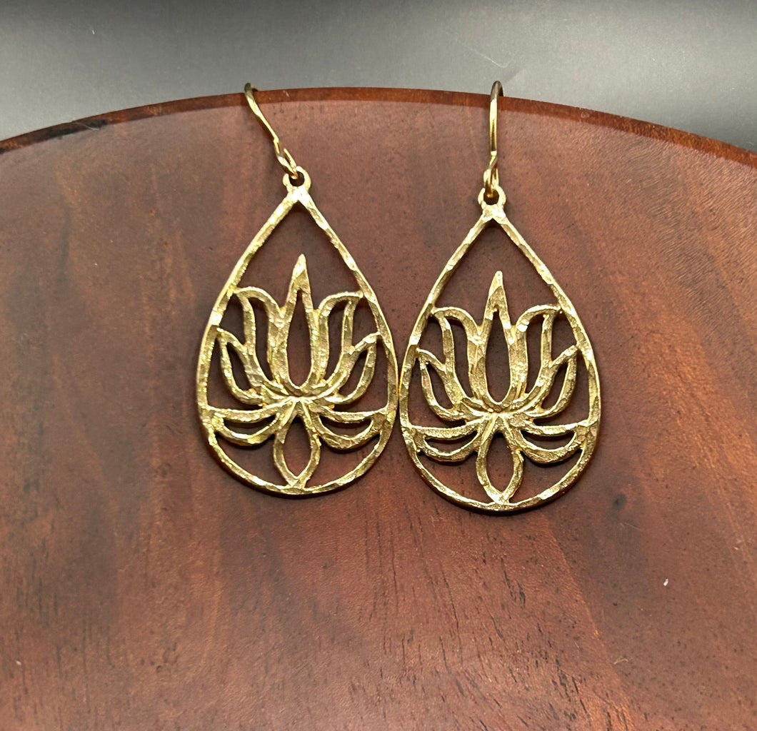 Gold Lotus Earrings