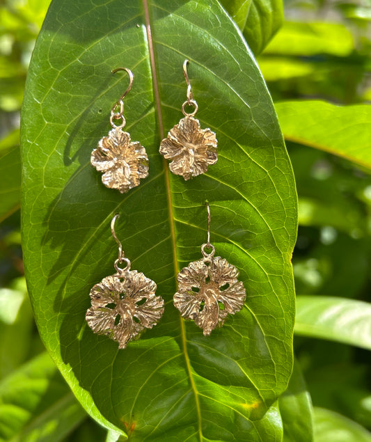 Gold Hibiscus Earrings