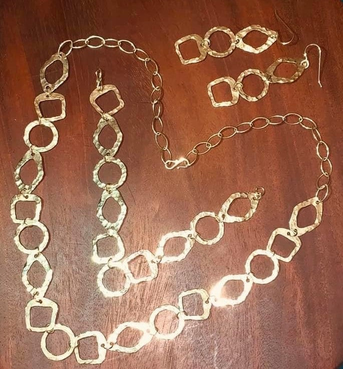 14K Gold Geometry Necklace Set